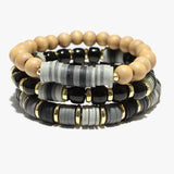 89032, MIXED HEISHI BEADED MULTI LAYERED STRETCH BRACELET