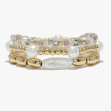 89095, FRESHWATER PEARL MULTI LAYERED STRETCH BRACELET