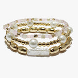 89095, FRESHWATER PEARL MULTI LAYERED STRETCH BRACELET