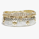 89096, FRESHWATER PEARL MULTI LAYERED STRETCH BRACELET