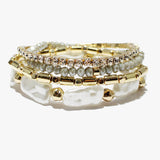 89096, FRESHWATER PEARL MULTI LAYERED STRETCH BRACELET