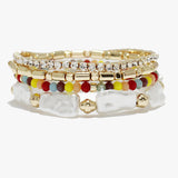 89096, FRESHWATER PEARL MULTI LAYERED STRETCH BRACELET