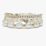 89097, FRESHWATER PEARL MULTI LAYERED STRETCH BRACELET