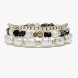 89097, FRESHWATER PEARL MULTI LAYERED STRETCH BRACELET