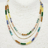 89108, CELLULOID ACETATE BEAD LAYERED NECKLACE