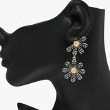 89131, FLOWER EPOXY RHINESTONE DANGLE EARRING