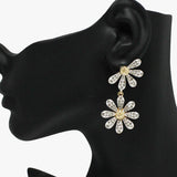 89131, FLOWER EPOXY RHINESTONE DANGLE EARRING