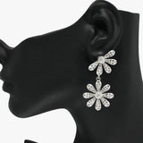 89131, FLOWER EPOXY RHINESTONE DANGLE EARRING