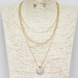 89199, HEART CHARM MULTI LAYERED NECKLACE
