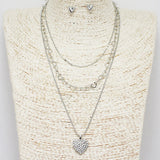 89199, HEART CHARM MULTI LAYERED NECKLACE