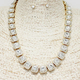 89200, SQUARE PAVE RHINESTONE NECKLACE