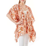 89220, FLORAL PAISLEY PRINT COVER UP WITH RUFFLE SLEEVE