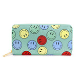 89228, SMILE HAPPY FACE PRINT LONG WALLET