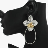 89238, FLOWER ACCENT TEARDROP POST EARRING