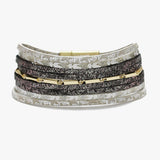 89243, STAR EMBOSSED FAUX LEATHER MAGNETIC BRACELET