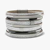 89244, TEXTURED FAUX LEATHER MAGNETIC BRACELET