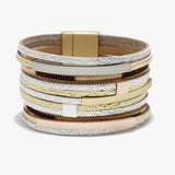 89244, TEXTURED FAUX LEATHER MAGNETIC BRACELET
