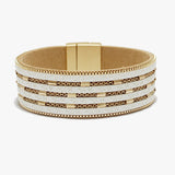 89245, STAR EMBOSSED FAUX LEATHER MAGNETIC BRACELET