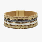 89245, STAR EMBOSSED FAUX LEATHER MAGNETIC BRACELET