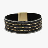 89245, STAR EMBOSSED FAUX LEATHER MAGNETIC BRACELET
