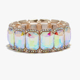 89259, RECTANGLE RHINESTONE EVENING STRETCH BRACELET