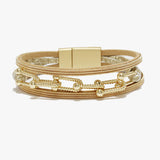 89268, BALL ACCENT FAUX LEATHER MAGNETIC CLOSE BRACELET