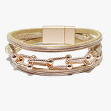 89268, BALL ACCENT FAUX LEATHER MAGNETIC CLOSE BRACELET