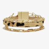 89270, LEOPARD FAUX LEATHER MAGNETIC CLOSE BRACELET