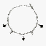 89396, DAINTY CLOVER CHARM STAINLESS STEEL BRACELET