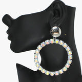89471, OVERSIZED ROUND RHINESTONE EARRING