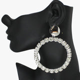 89471, OVERSIZED ROUND RHINESTONE EARRING