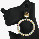 89471, OVERSIZED ROUND RHINESTONE EARRING