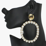 89472, OVERSIZED OVAL RHINESTONE EARRING