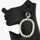 89472, OVERSIZED OVAL RHINESTONE EARRING