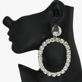 89472, OVERSIZED OVAL RHINESTONE EARRING