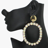 89472, OVERSIZED OVAL RHINESTONE EARRING
