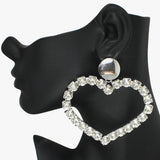 89473, OVERSIZED HEART RHINESTONE EARRING