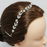 89538, FLORAL LEAF CRYSTAL RHINESTONE WEDDING HAIR VINE
