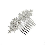89554, PAVE RHINESTONE FLORAL LEAF BRIDAL HAIR COMB