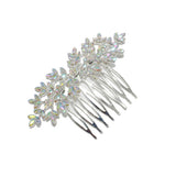 89554, PAVE RHINESTONE FLORAL LEAF BRIDAL HAIR COMB