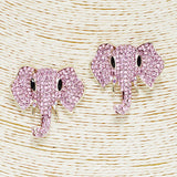 89564, ELEPHANT PAVE RHINESTONE POST EARRING
