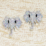 89564, ELEPHANT PAVE RHINESTONE POST EARRING