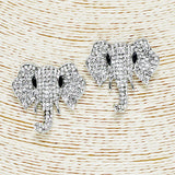 89564, ELEPHANT PAVE RHINESTONE POST EARRING