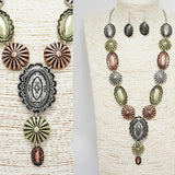 89603, WESTERN CONCHO METAL LONG NECKLACE