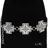 89675, WESTERN ANTIQUE METAL CROSS BELT