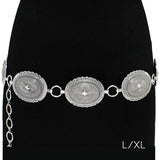 89676, WESTERN ANTIQUE METAL OVAL CONCHO BELT
