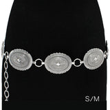 89676, WESTERN ANTIQUE METAL OVAL CONCHO BELT