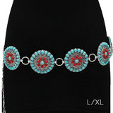 89677,  WESTERN TURQUOISE STONE ROUND BELT