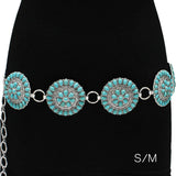 89677,  WESTERN TURQUOISE STONE ROUND BELT