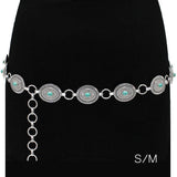 89681, WESTERN CONCHO OVAL TURQUOISE STONE BELT